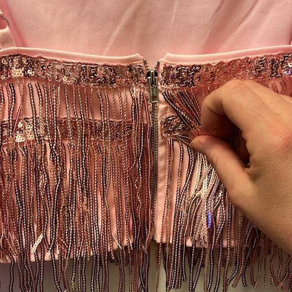 Altard state pink sequin Fringe Two-Piece Set size large - Picture 7 of 16